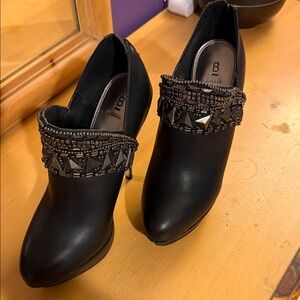 Bakers Black Ankle Boots with Beaded Detail